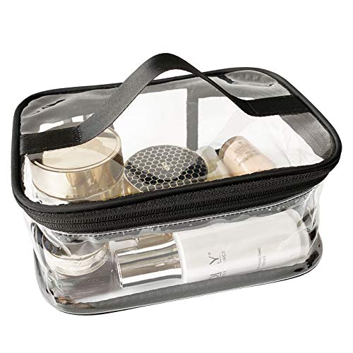 FIYUK Toiletry Bag Makeup Cosmetic Clear Bag Portable Waterproof Transparent Travel Large Storage Black