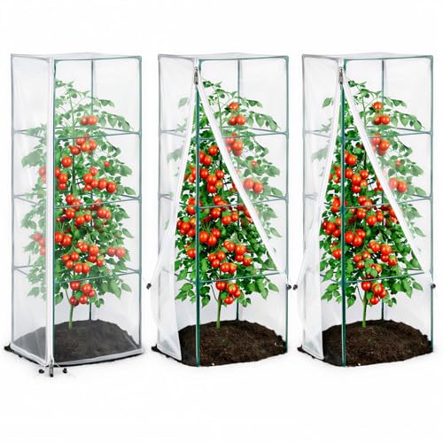 18 x 60 Garden Bird Netting 3 Pack Tomato Cage Netting with Zipper Fine Mesh Plant Protector for Tomato Trellis & Garden Protection