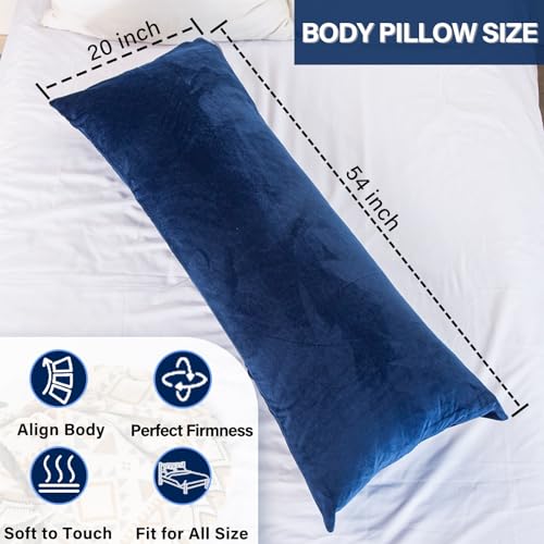 Body Pillow, Memory Foam Body Pillows for Adults Sleeping, Long Pillow for Bed, Big Large Firm Full Body Pillow for Side Sleeper, 20x54 Inch, Navy Blue