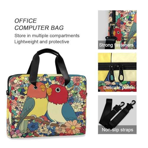 Funda para laptops con asa y correa, 15.6 pulgadas, diseño Lovebird miniatura 6