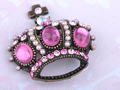 Image of Alilang Crystal Rhinestone Gem Queen Crown Tiara Jewelry Pin Brooch