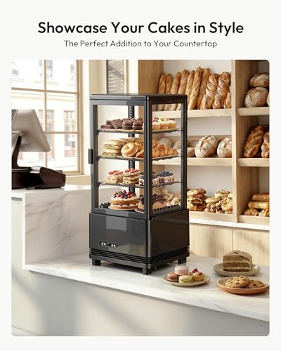 Image of Commercial Refrigerator Countertop , ETL Certified Refrigerated Display Case 2.8 Cu.Ft / 78L, LED Lighted Display Refrigerator with Double Glass, Auto Defrost, Air Cooling for Bakery, Cafe, Store