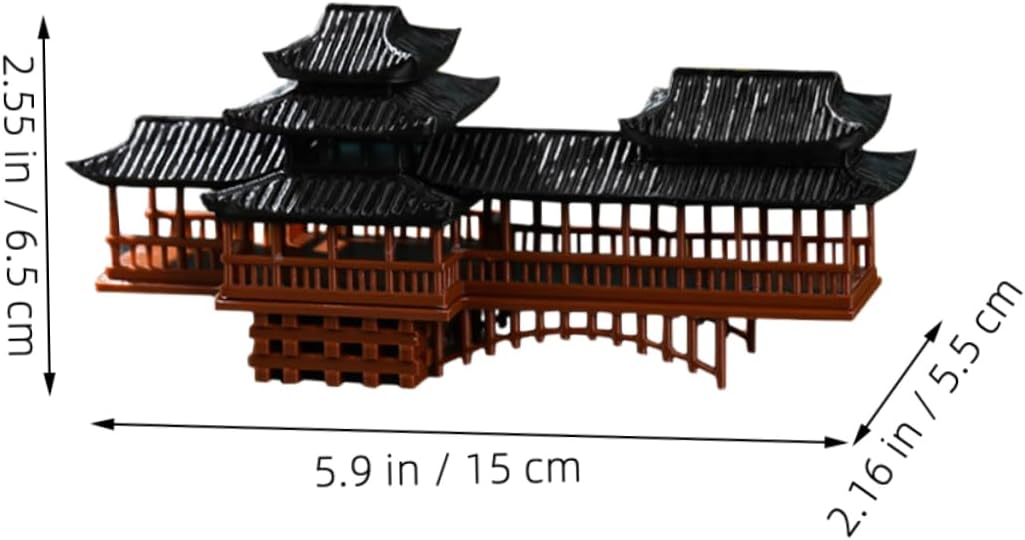 Mini Pagoda Bridge Statue for Garden Bonsai Weather Resistant Decor