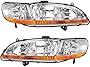 AUTOSAVER88 Headlight Assembly Compatible with 1998 1999 2000 2001 2002 Accord Headlamp Replacement Chrome Housing Amber Reflector