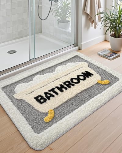 Tapis de douche pour sol de douche moderne gris et beige lavable - 5