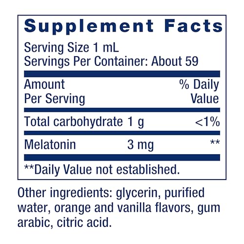 Image of Life Extension Fast-Acting Liquid Melatonin (Citrus-Vanilla Flavor), 3 mg, Optimal Sleep Support, Healthy circadian Rhythms, Cellular Defense, Gluten-Free, Non-GMO, 2 fl oz
