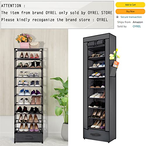 Shoes Rack,10 Tier Tall Shoe Rack Narrow Shoe Rack with Storage Box