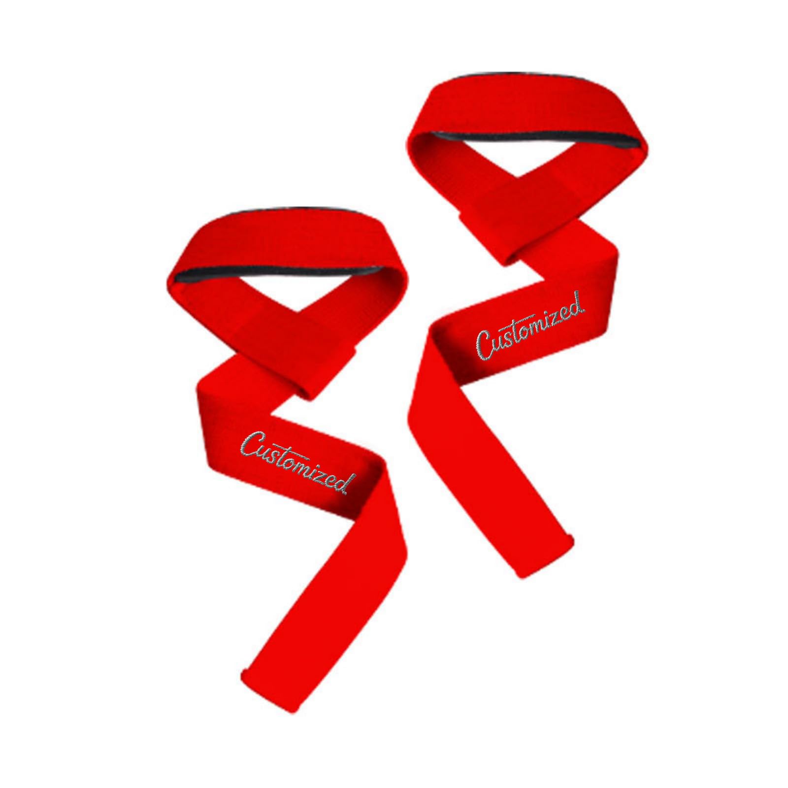 2Pcs Personalized Embroidered Weightlifting Wrist Straps, Custom Gym Training Wraps for Bodybuilding, Powerlifting, Deadlifts, Strength Training, Customisable Gift for Fitness Enthusiasts (Red)