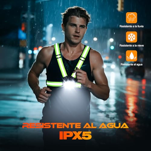 ISEYOU Luz Running, 800LM Linterna para Correr de Noche con Correas Reflectantes 360°, 6 Modos & Ajustable a 45°, IPX5 Impermeable, USB-C Recargable, Autonomía 4-25H, para Senderismo, Caminar, Camping - imagen 7