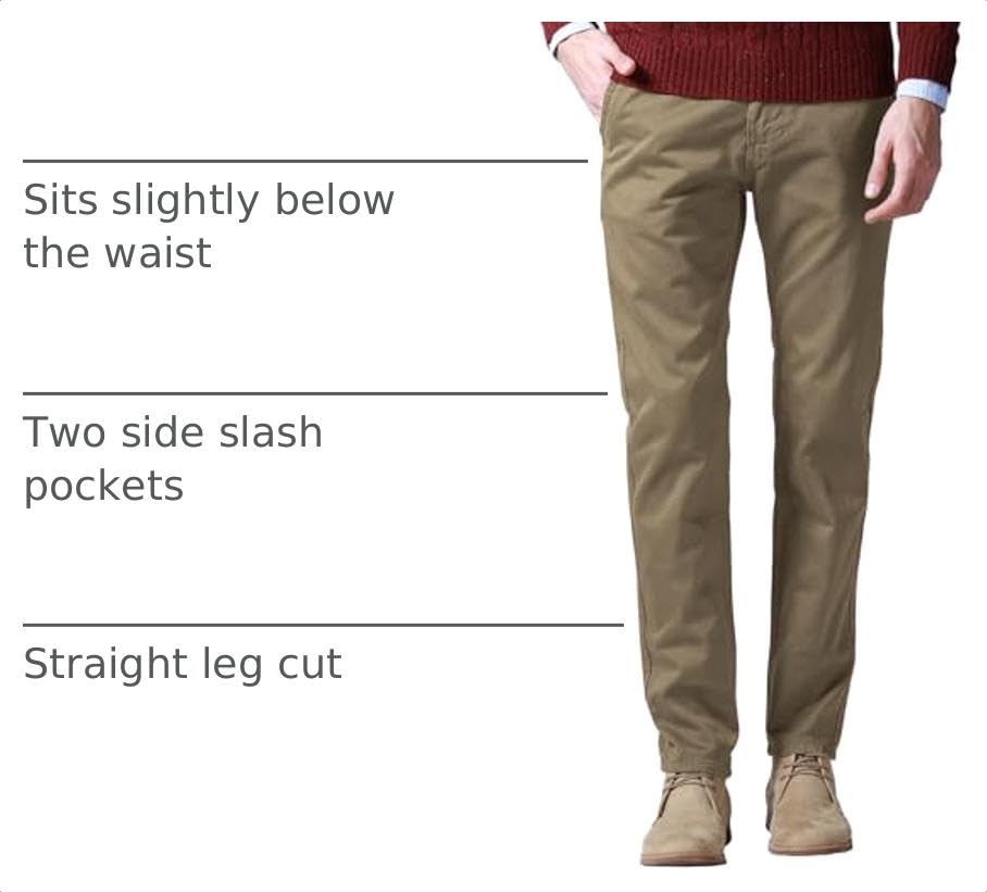 Image of Match Mens Regular-Fit Casual Flat Front Chino Pants