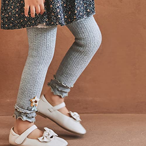 Toddler Girls Ruffle Knitted Tights Thick Solid Color Stretchy Stockings Baby Kids Cotton Leggings3