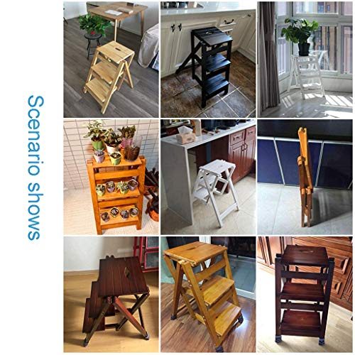 Taburete escalonado plegable CHEWYNP de madera natural robusta 8
