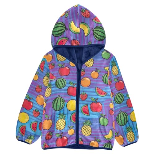 CHIFIGNO Colorful Fruit Toddler Boys Polar Fleece Lined Winter Jacket, Toddler Boy Sweatshirt with Hooded 3T