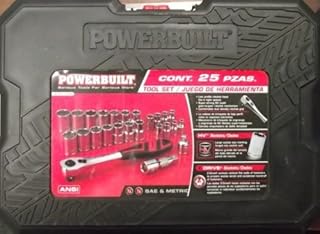 Powerbuilt 941108 Mechanics Tool Set (25 Piece) Assorted Dr. 12 Pt. Standard Socket Set - SAE & Metric (1/4