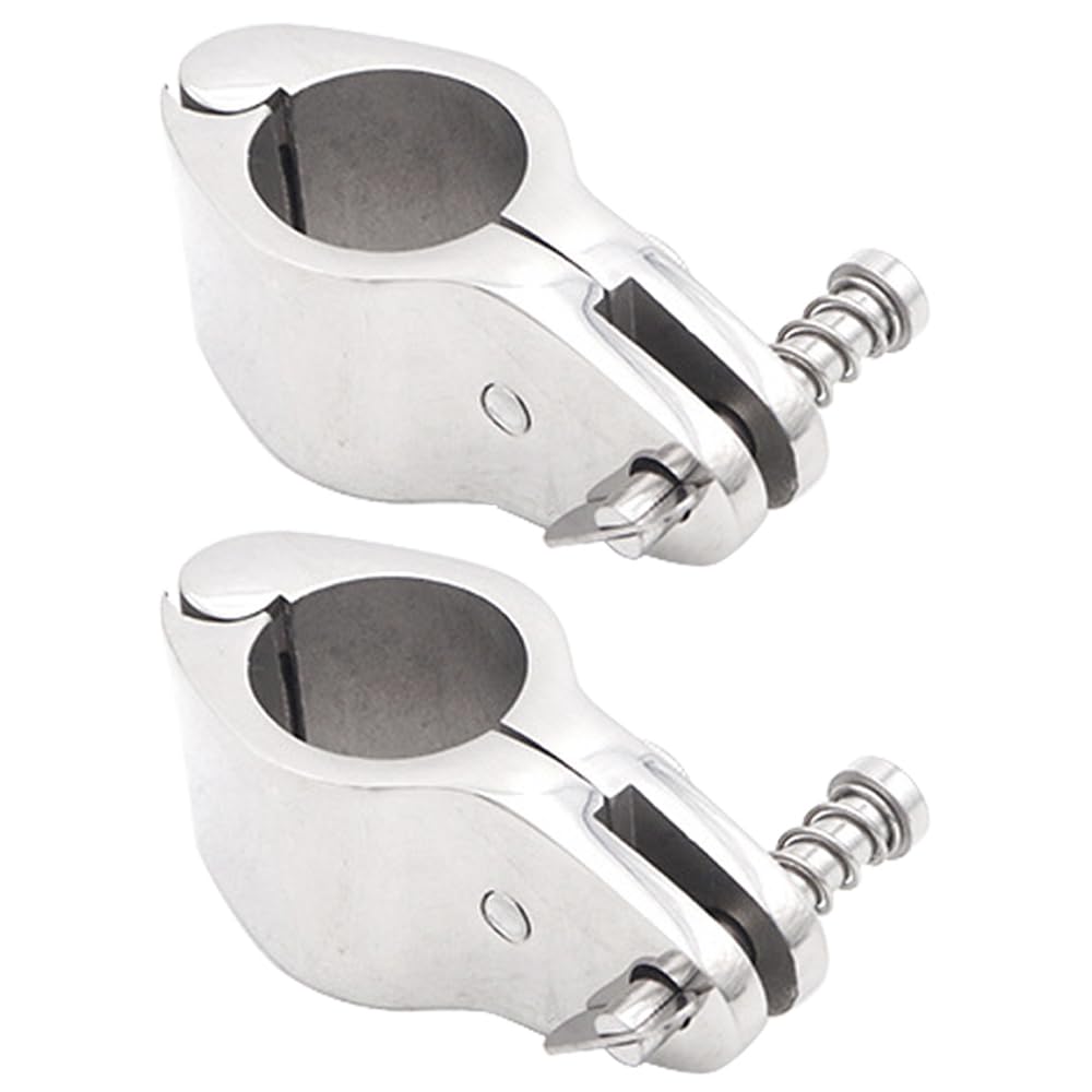 2PCS Marine Jaw Slide Pipe Clamp, 22mm with Pin, Stainless Steel Jaw Slide Marine Hardware Fittings, Awning Clamp Clip Deck Hardware for Boat Bimini Top Jaw Slide Hinged