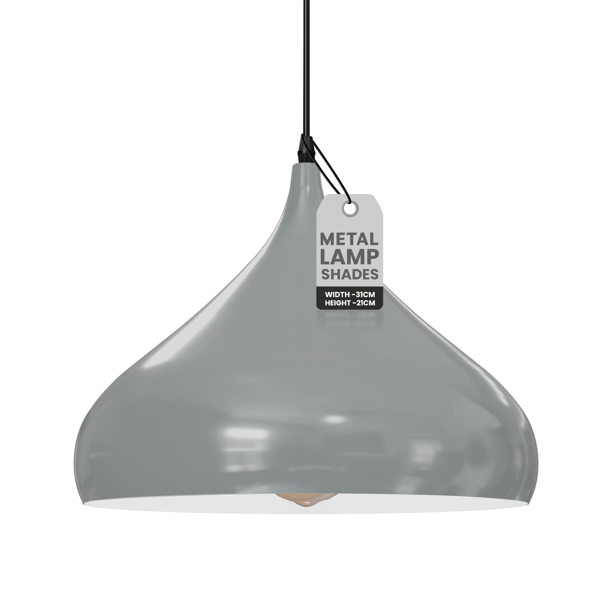 LEDSone Metal Lamp Shades Living Room Ceiling Pendant Light Shade 31.5cm Easy Fit Lampshades Only for Industrial Ceiling Light Fitting Bedroom, Kitchen(Orange) (Grey)