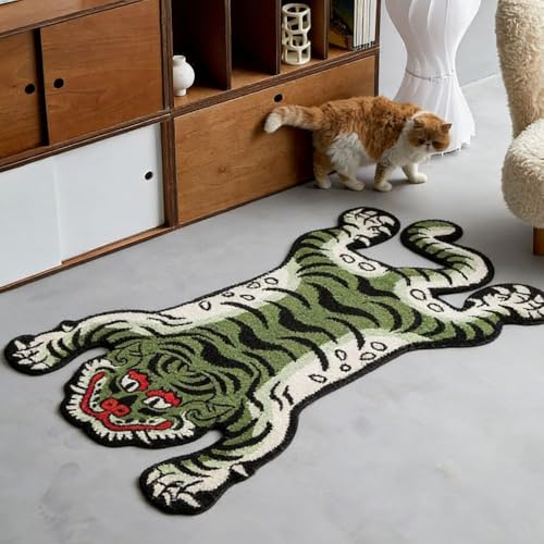 Tapete Tibetano Tufted 5x3ft con Diseño de Tigre miniatura 1