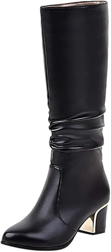 Damen Stiefel Mit Blockabsatz - Elegante Schlupfstiefel Retro Booties