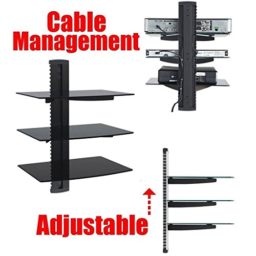 image for WALI Floating Shelf with Strengthened Tempered Glass for DVD Players, 