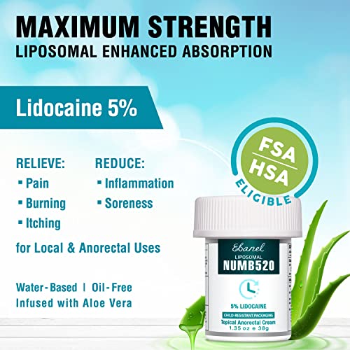 Ebanel E-N520-1OZ 5% Lidocaine Numbing Cream thumb #1