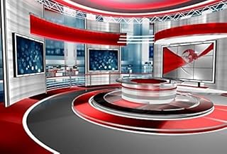 Baocicco 8x6.5ft Television Broadcast Station Backdrop News-Television Hall Interior Scene Projector Photography Background Host Game Theme Birthday Party Little Host Portrait