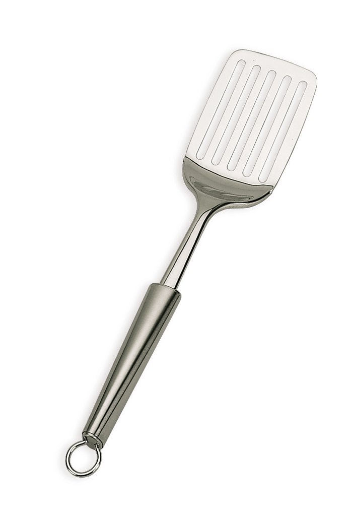 Spatule ajourée inox à fentes pour évacuer les graisses et retourner sans casser
