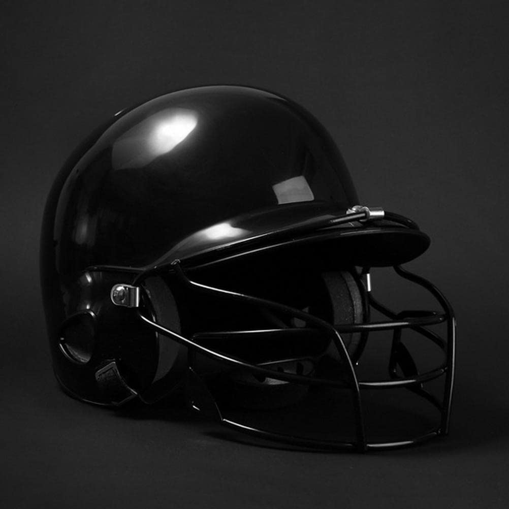 Baseball-Softball-Helm für Jugendliche und Erwachsene mit Gesichtsschutz, Stoßfeste Dual-Density-Pads für Spiele und Training, Schwarzes ABS + Eva, Größe: 31 X 21 X 21 cm