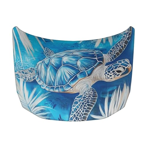 Image of Sea Turtle Print Car Hood Cover Polyester Elastic Fabrics Washable Suitable for Large SUV and Pickup Trucks 39x59in