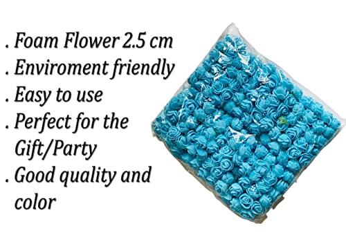 creative balloons Light Blue Foam Roses with Stem Lace Edge 144 Pcs Fake Flowers Artificial Roses for Decoration DIY Crafts Rose Bouquet Flower Buds Wedding Party Foam Rose Garland Pack of 1 - Image 4