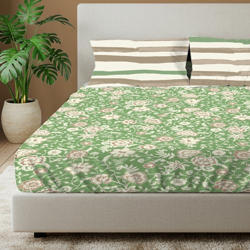Image of Urban Space 144 TC Divine 100% Cotton Bedsheet for Double Bed with 2 Pillow Covers, Queen Bedsheet (Size 90 x 100 inches, Viola Sage Green, Double)