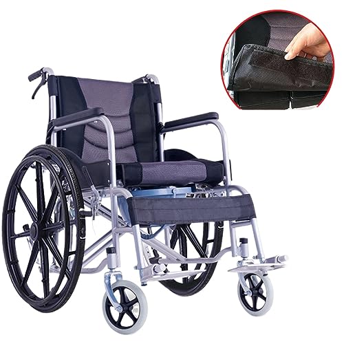 Zhubang 車椅子高齢者折りたたみライト小型ベルトトイレ多機能高齢者障害者ハンドプッシュスクーター (一体型静音大型ホイール(トイレ付) ハチメッシュ)