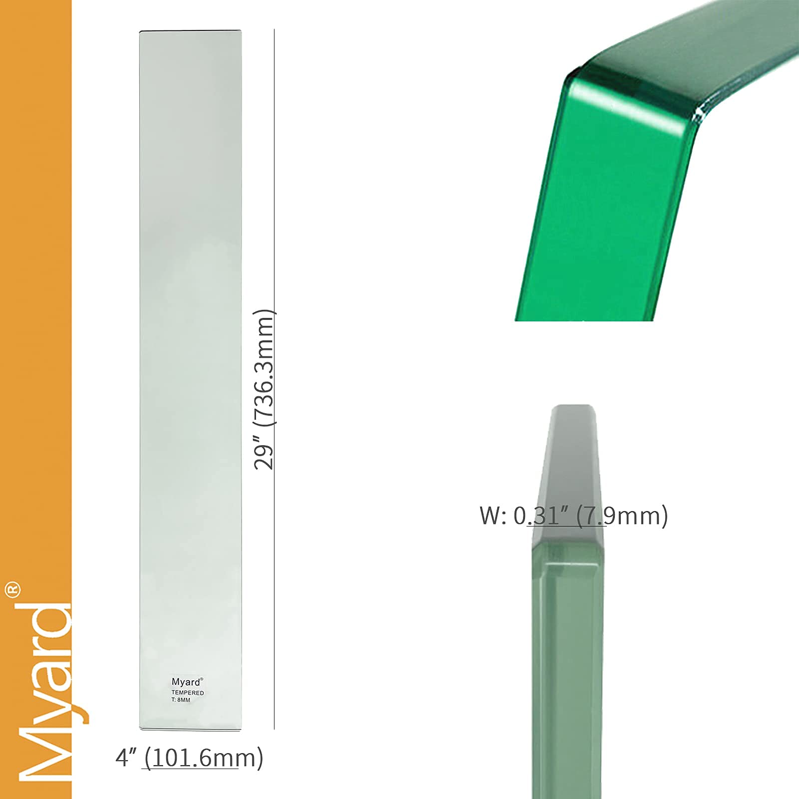 Myard Scenic Frontier Tempered Clear Glass Balusters for Deck Patio Fence Wood or Aluminum Railing Rails (Length 29", 5-Pack)