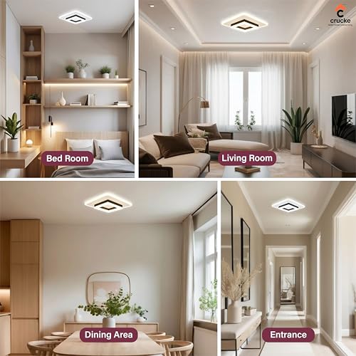 Image of 50W LED Ceiling Surface Light | 3-in-1 Colour Modes (Warm /Cool /Natural) | Bright Decorative Panel Light for Bedroom, Living Room, Kitchen, Hall & Office (Square)