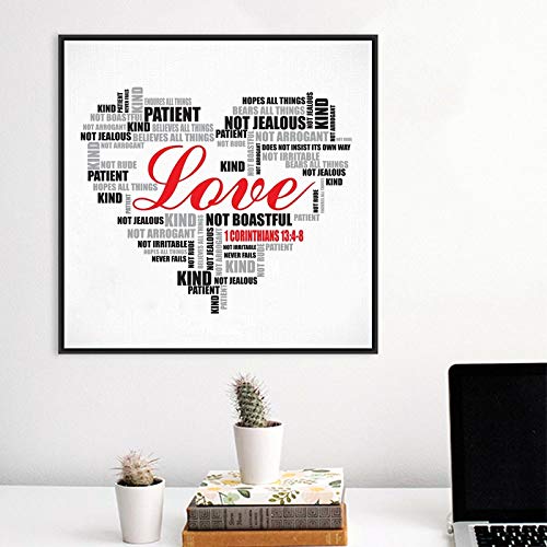 Toile verset de la Bible Love Is Patient sans cadre célébrer l'amour et la foi au cœur du foyer