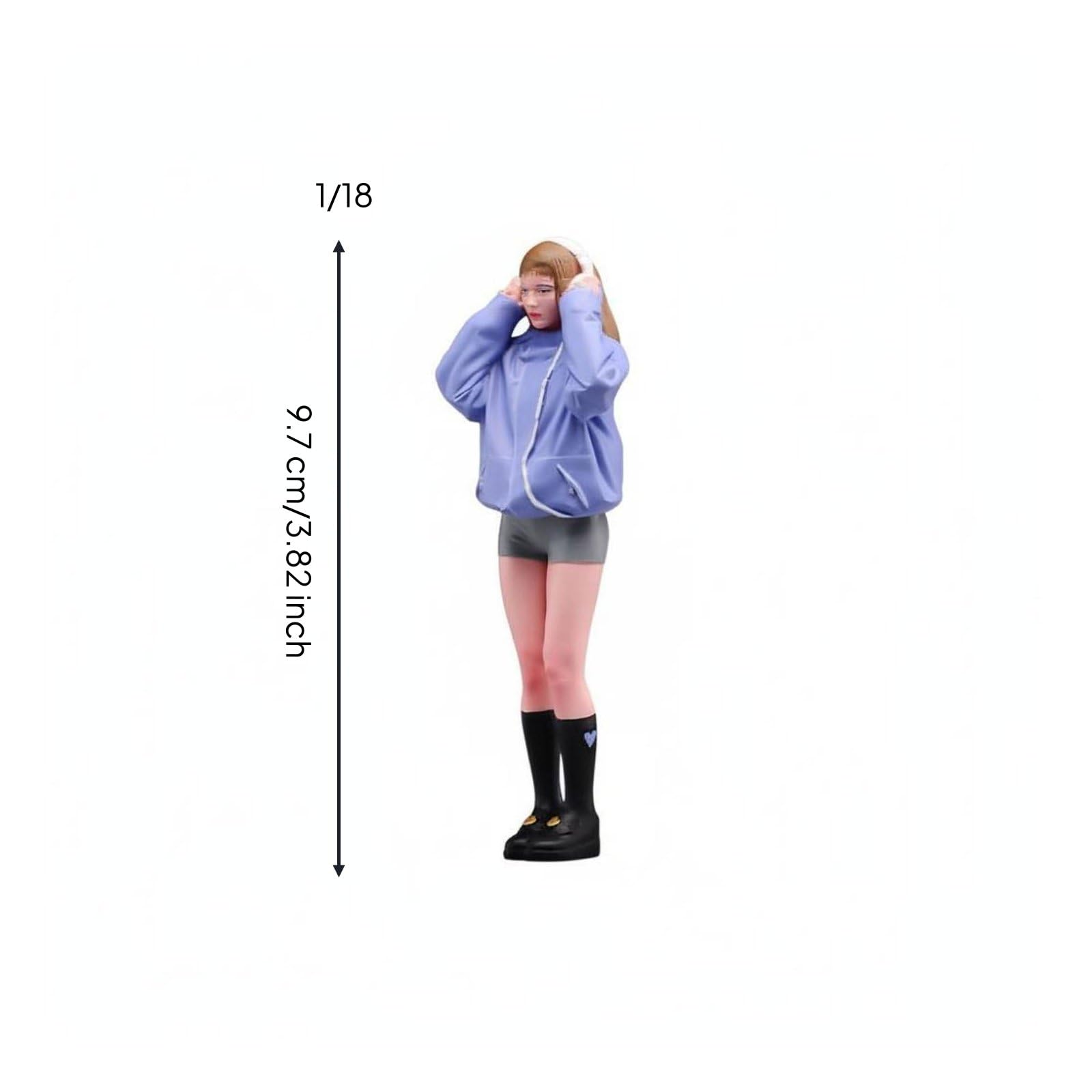 Figura in Miniatura Dipinta Ragazza con Cuffie Statuetta Personaggio Modellino Resina con Scultura Dettagliata Moderna Adatta a Esposizione Collezione Scenari di Modellismo Studio Libreria