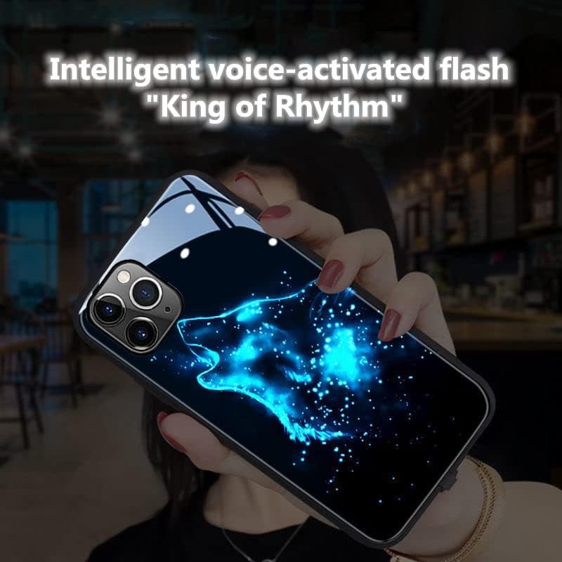 Miniatura 3 de Funda con luz LED compatible con iPhone 12ProMax, cubierta trasera de vidrio templado brillante a prueba de golpes, para mujeres geniales y hombres