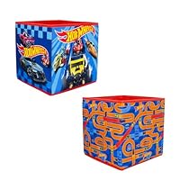 CHARACTER WORLD Hot Wheels Officially Licensed Storage Boxes | 2 pack Foldable Storage Cubes| Perfect For Organising Children's Room, Kids Playroom, 30 x 30cm, Blue, Orange