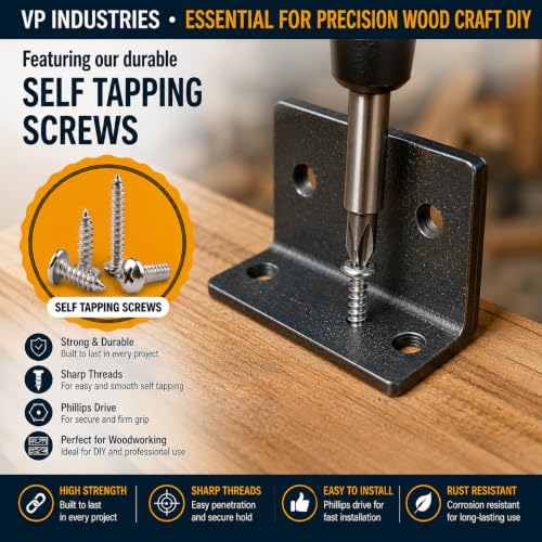 Image of By inchVP INDUSTRIES inch (Pcs-50) No.8x19 mm Pan Phillips Head Self-Tapping Screws - Nickel Coated l, High-Tensile for Wood, Plywood, Plasterboards, Cabinets & DIY Use
