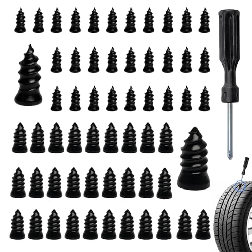 Image of 61 PCS Tire Repair Screws, Professional Tire Plugs Screw Type with a Screwdriver, Tire Repair Screws, Self-Service Screw in Tire Repair Plugs, Tire Plug Kit for Car, Motocycle, Truck, Tractor