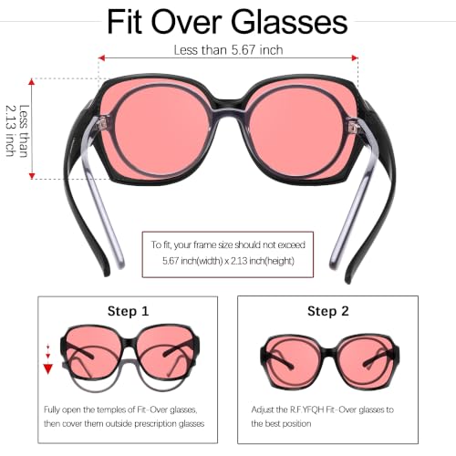 Image of Fluorescent-41 Rose Tinted Fit Over Blue Light Blocking Glasses for Migraine, Light Sensitivity, Photophobia JF7202