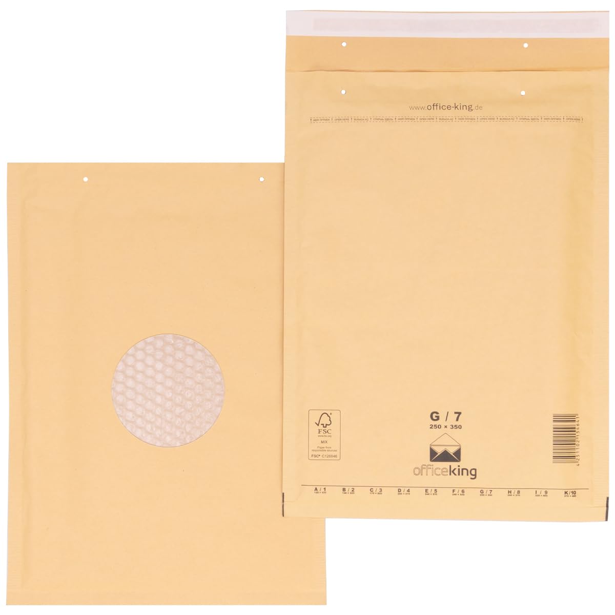 600 x Luftpolstertaschen braun Gr. G/7 (250x350 mm) DIN A4+ C4 - Marken-Qualität von OfficeKing®
