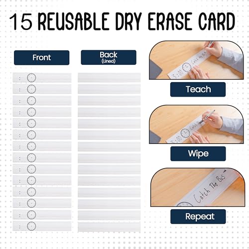 Essex Wares - 13 Pocket Daily Schedule Pocket Chart, Ultra-Durable Visual Schedule for Kids - Easy to Use, Reusable Daily Schedule for Kids - Reversible Chart for Sentence Strips - Image 4