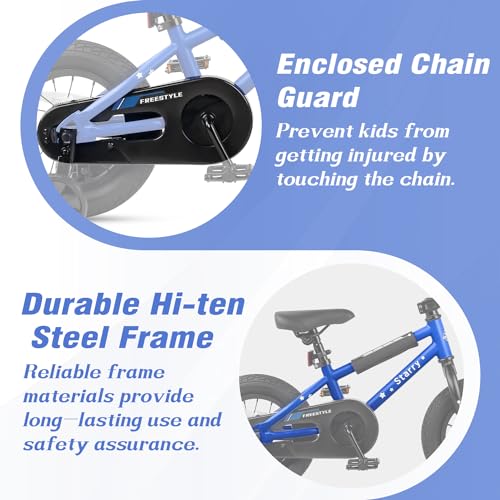 Image of 12 14 16 18 Inch Kids Bike BMX Style Bicycle with Training Wheels Coaster Brake for 2-10 Years Old Toddlers Boys Girls Multiple Colors