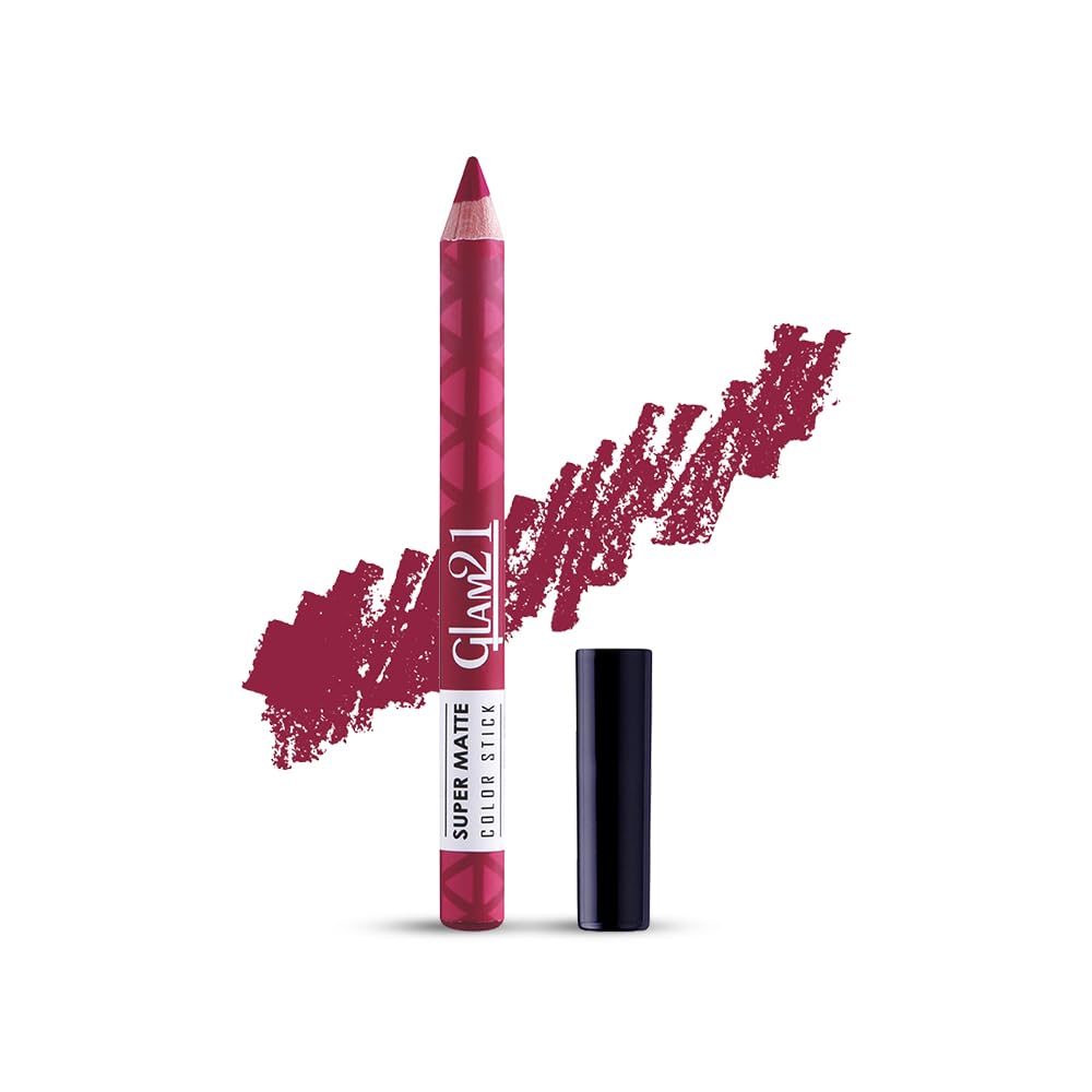 Glam21 Super Matte Colorstick Lipstick|Natural Wooden Lipstick | Long Lasting | Ultra Pigmented | Light Weight -3.5 Gm | 02-Sultry Red