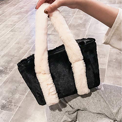 KESYOO Bolsa de Pelúcia Moda Inverno Colorida Bolsa de Ombro Macio Zíper Bolsa Novidade Bolsa Crossb