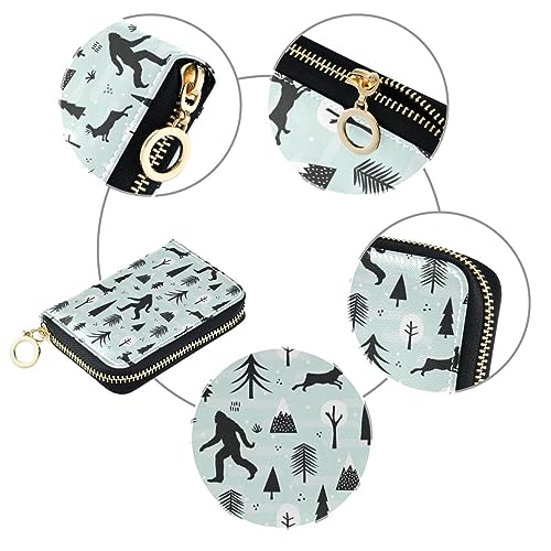 Bigfoot Sasquatch Credit Card Holder Case Wallet RFID Leather Zipper Small ID Card Case for Women4