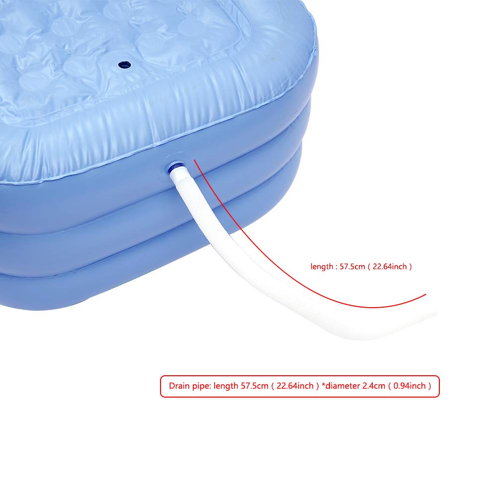 Baignoire gonflable Lightakai - Baignoire en PVC gonflable portable et pliable avec coussin et tuyau de vidange (sans pompe) pour piscine à domicile et salle de bain, Bleu