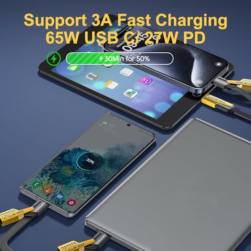 Image of 65W 4 in 1 Multi Function Braided Fast Charging Cable with Ligtning to USB-C, Type C-C, Lighning to USB, Military Grade Durability, Compatible for iPhone, Samsung, Oneplus Series & More