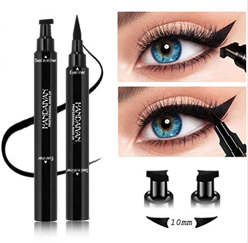 BONNIESTORE 2 Pack Dual-ended Winged Eyeliner Stamp, Waterproof Black Seal Pencil Long Lasting