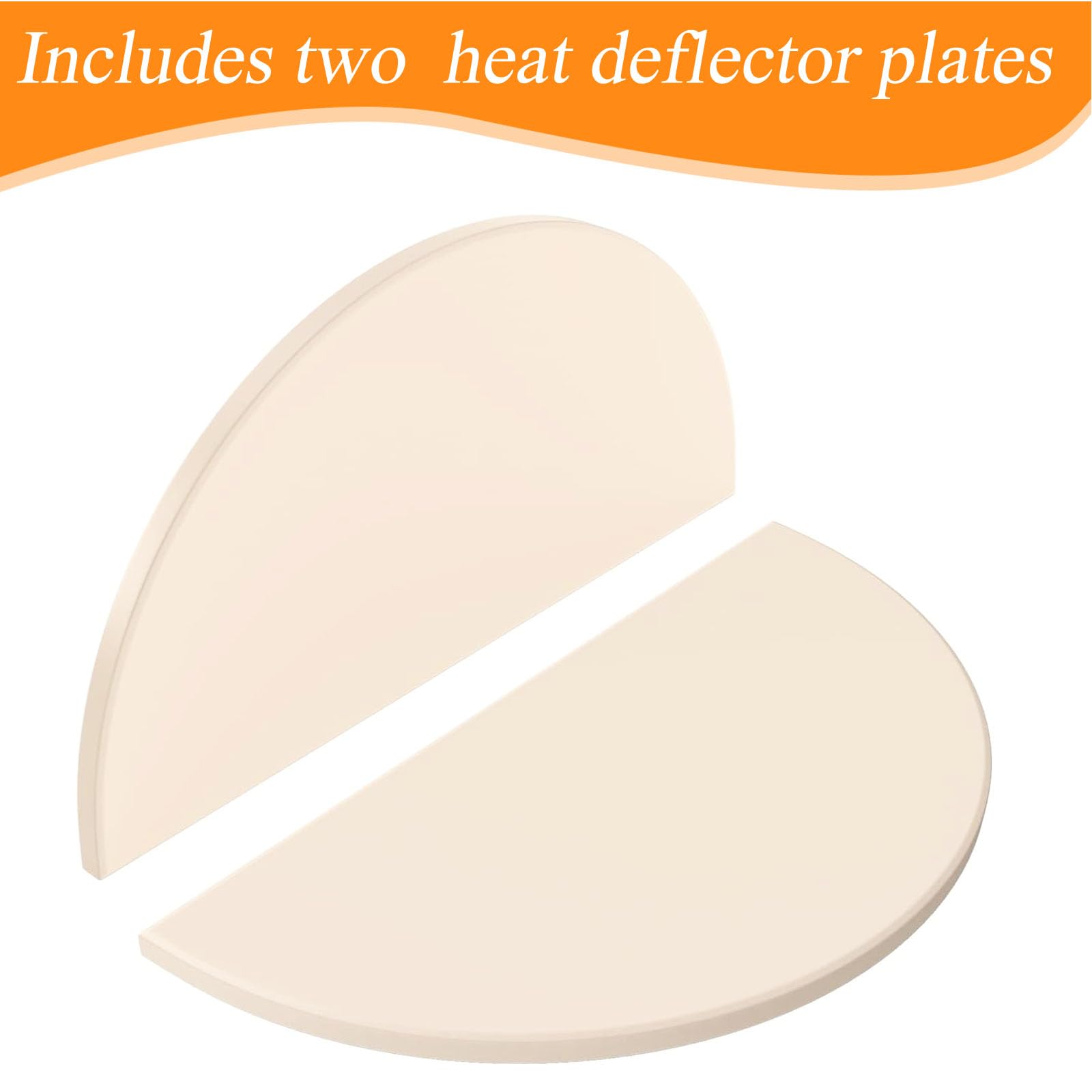 Halbmond-Keramik-Wärmeabweiser für Kamado Joe Classic I, II, III, Big Green Egg Grillzubehör, 38,1 cm, 2 Stück